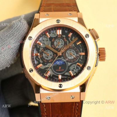 Copy Hublot Big Bang Complications Watches Rose Gold 45mm Gummy Strap